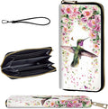 Wallet,Leather Long Wallet Suitable For Ladies And Teenagers - Detachable Wristband + RFID Travel Wallet With Card Slot - Hummingbird and Flowers by Unknown