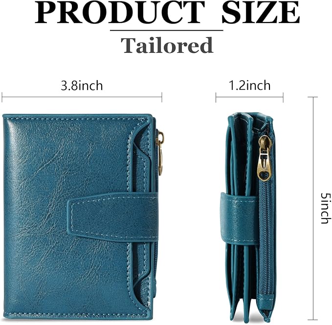 Small Wallet Women RFID Blocking Soft Leather Bifold Compact Card Holder Wallet for Women with Zipper Coin Pocket 4 ID Window - Image 3