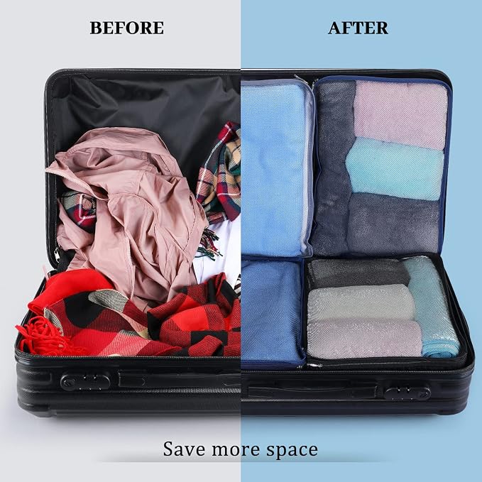 Tudomro 12 Pcs Large Packing Cubes Luggage Organizers for Suitcase Mesh Travel Organizer Bags Travel Packing Organizers for Traveling Camping Hiking - Image 5