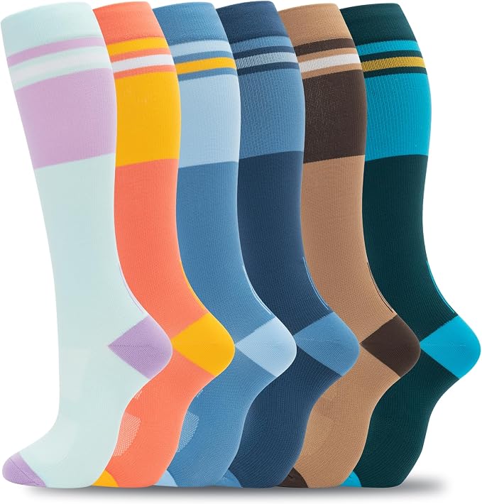 fenglaoda Compression Socks for Women Men Support Circulation 6 Pairs Socks For Nurse, Travel, Flight by fenglaoda