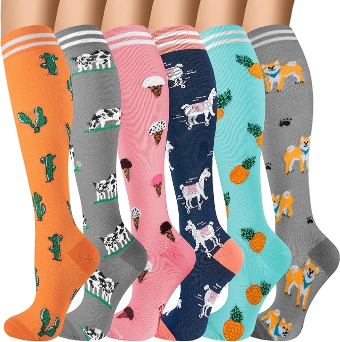 cerpite Compression Socks for Women & Men 6 Pairs Knee High Compression Socks 20-30 mmhg Best for Running,Nurse,Travel by Cerpitesportsstyles