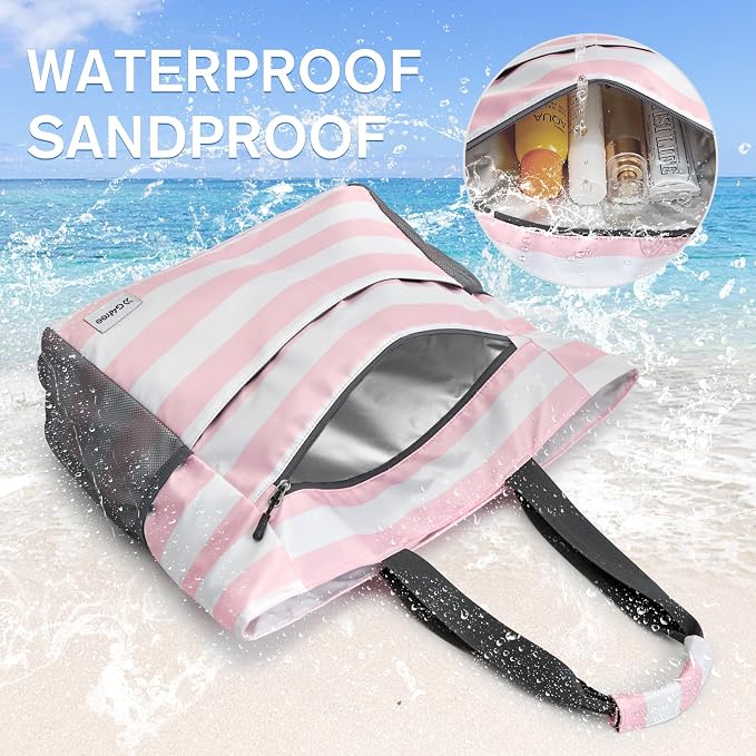 G4Free Beach Bag, Waterproof Sandproof Beach Tote Bag, Large Capacity Foldable for Women - Image 3