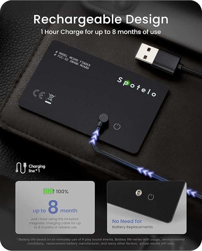 [ Apple Mfi Certified ] Wallet Tracker Card Works with Apple find My(iOS Only) Tracking Card, Rechargrable Smart Card Tracker, 1.7mm IP68 Waterproof Item Locator for Luggage, Passport, Bags - Image 4