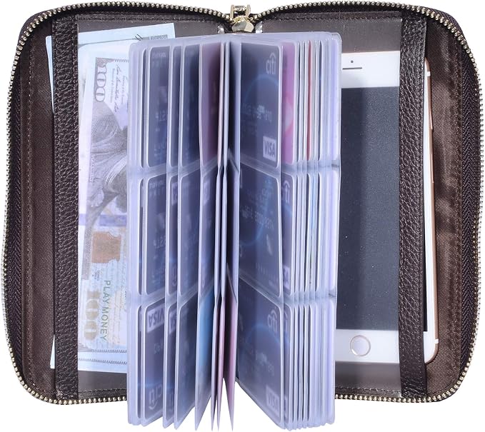 Easyoulife Credit Card Holder Wallet Womens Zipper Leather Case Purse RFID Blocking - Image 5