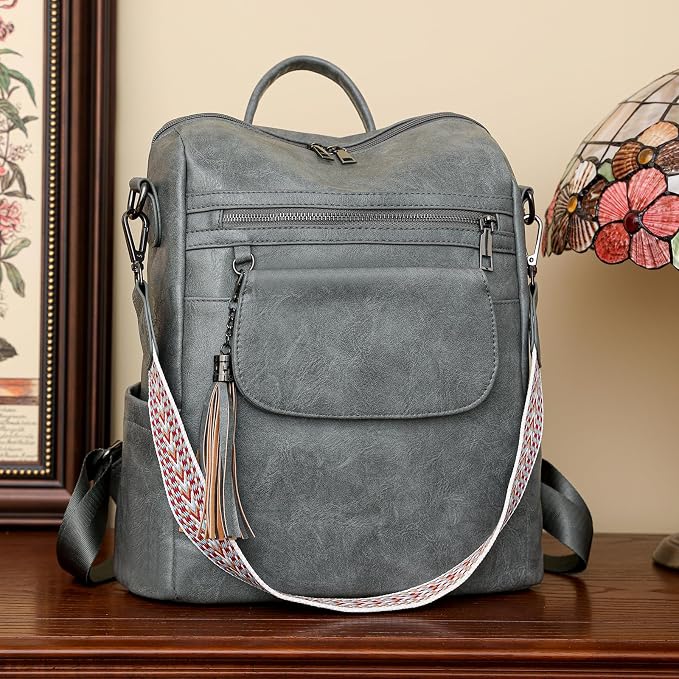 GAEKEAO Backpack Purse for Women PU Leather Anti-theft Backpack Ladies Convertible Large Travel Designer Fashion Shoulder Bag - Image 7