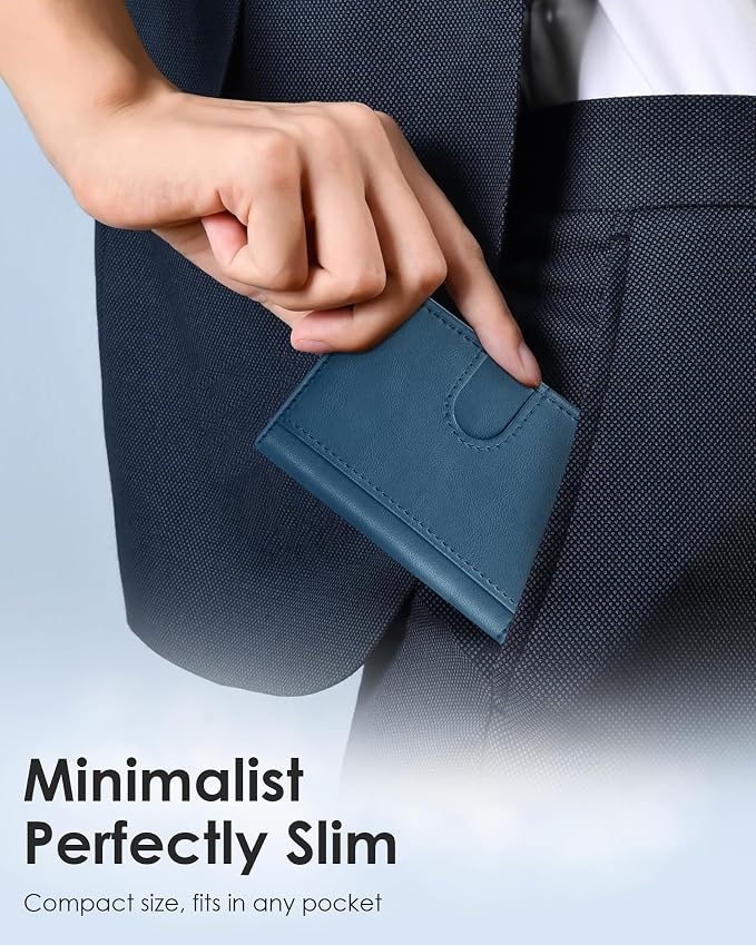 QLD RFID Wallet for Men - Smart Pop up Card Holder - Trifold, Slim, Minimalist Wallet for Front Pocket, 9-11 Cards Capacity | ID Window | Cash Slot | Magnetic Closure - Image 6