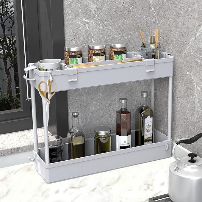 Slim Storage Cart 3 Tier,Bathroom Organizer Rolling Utility,Mobile Shelving Unit Slide Out for Office, Kitchen, Laundry Room & Narrow Places,Gray - Image 6