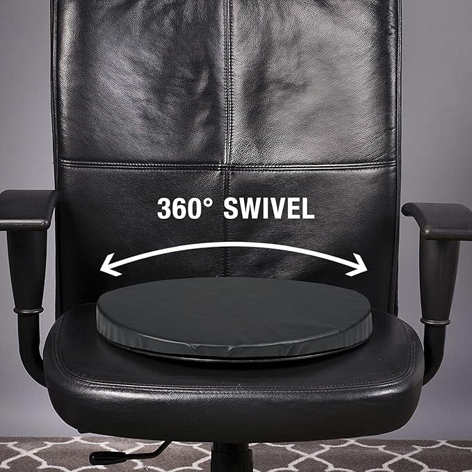 HealthSmart 360 Degree Swivel Seat Cushion, Chair Assist for Elderly, Swivel Seat Cushion for Car, Twisting Disc, Black Leather, 15 Inches in Diameter - Image 3