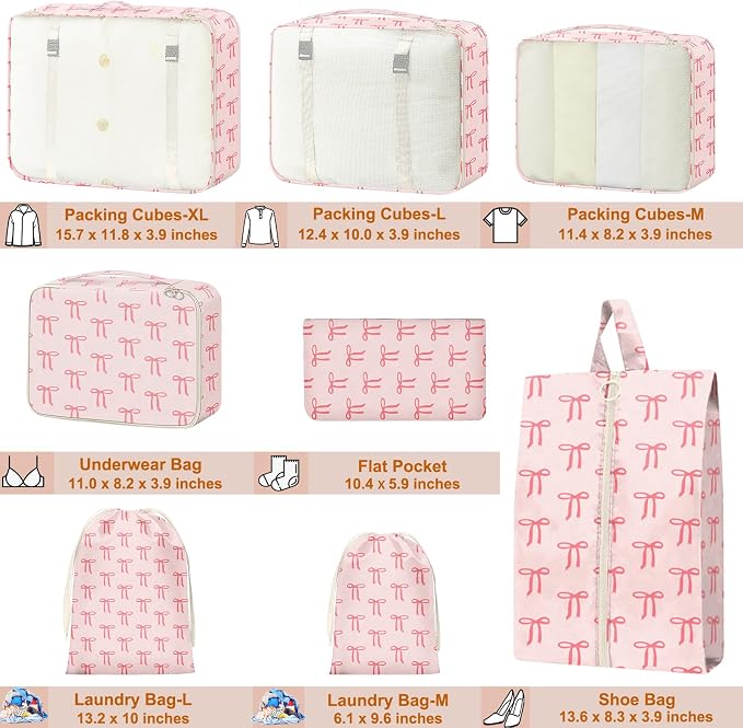8 Set Packing Cubes for Travel Suitcase Organizer Bags Luggage Packing Cubes Set Travel Essentials Accessories Gifts for Women - Image 2