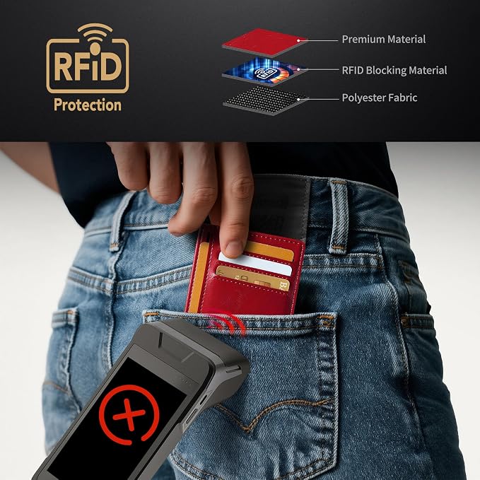 Mayski Slim Wallet, Credit Card Holder for Women, Minimalist Front Pocket RFID Blocking Card Cases, Small Wallet Women Men(Oiled Wax Cherry) - Image 4