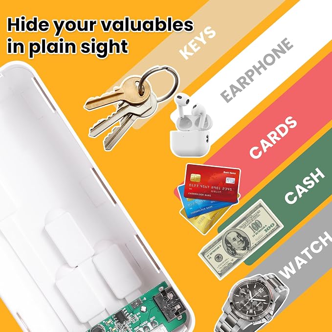 BarGifts Hidden Safe Power Bank, Fake Power Charger Diversion Safe, Large Hidden Storage Box, Secret Safe Keeps Cash, Keys, Jewelry, and Valuables for Home, Travel, and Office- White - Image 4