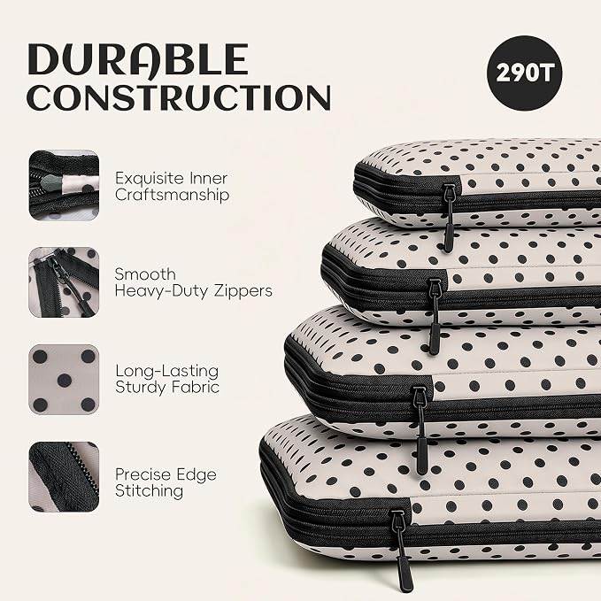 4 Set Compression Packing Cubes for Travel Essentials,Compressible Expandable Packing Cubes for Suitcase, Luggage Organizer Bags for Travel - Image 5