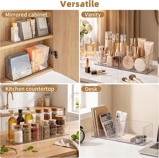 PAVSTINE 2 Pack Clear Medicine Cabinet Organizer, Slim Open Face Mask Storage Box for Sheet Masks and Skincare, Space-Saving Makeup Holder for Bathroom, Vanity, Countertop - Image 7