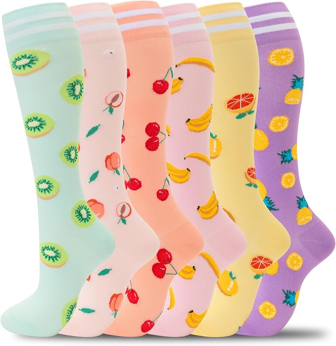 fenglaoda Compression Socks for Women Men Support Circulation 6 Pairs Socks For Nurse, Travel, Flight by fenglaoda