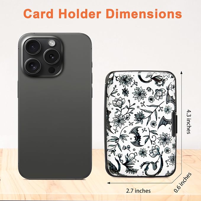 Mayski Credit Card Holder for Women RFID Blocking Wallet, Bat | Card Wallets for Women Small Mini Business Metal Accordion Aluminum Alloy Hard Case for Men - Image 5