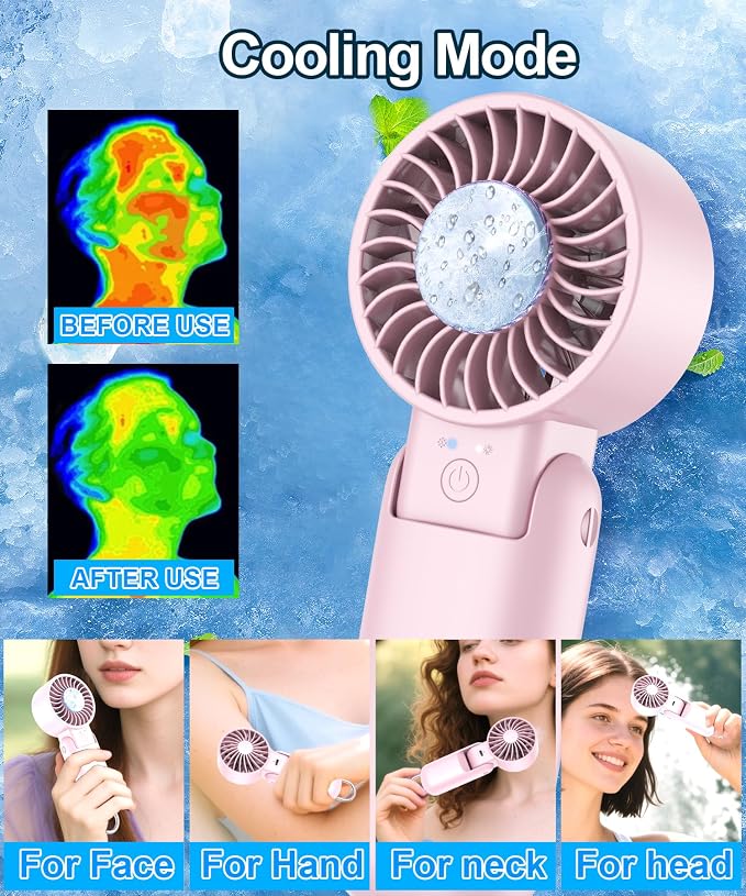 Portable Handheld Turbo Fan with LED Display - Turbocharged 32ft Cooling, Long-lasting 5 Speeds 4oz Lightweight, USB Rechargeable Mini Personal Hand Held Fan Gift for Women Men Travel, Office, Makeup - Image 7