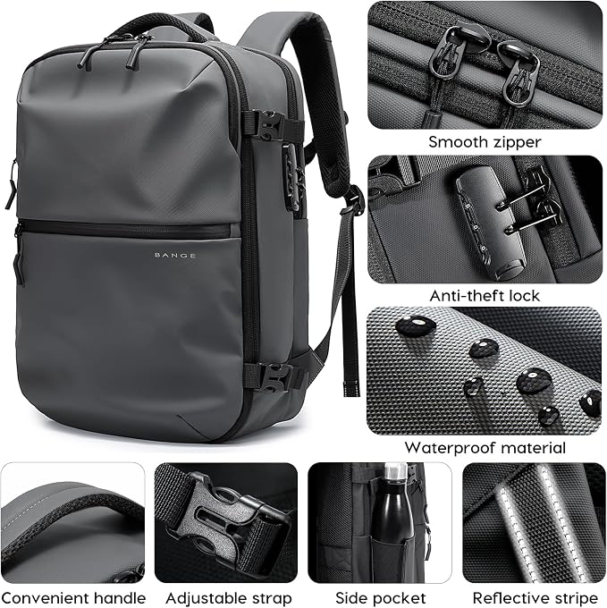 BANGE Travel Backpack with TSA lock version can hold 15.6 inch Laptop suitable Daily Commute and Overnight Flight Approved Anti-theft Bag - Image 4