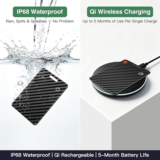 Wallet Tracker Card, Rechargeable, Works with Apple Find My | 1.6mm thin, Qi rechargeable, 5-month battery, IP68 waterproof, Left-Behind Alerts, iPhone & iPad compatible - Image 6