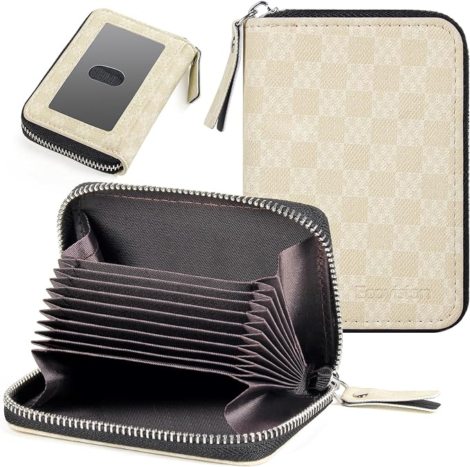 Credit Card Wallet, RFID Card Case Wallet, Zipper Card Cases Holder for Men Women, RFID Blocking, KeyChain Wallet, Compact Size Card Organizer Case for Women by Ecovision