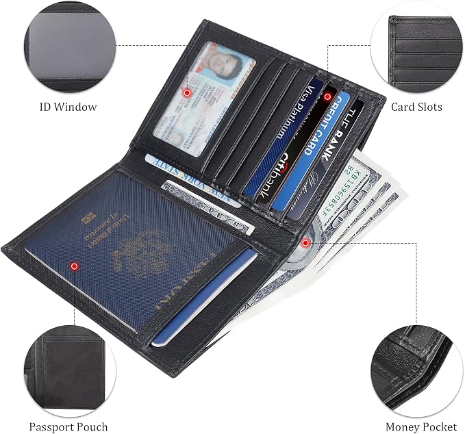 Polare RFID Blocking Napa Leather Passport Holder Travel Wallet For Men and Women (Black) - Image 5