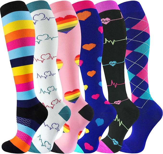cerpite Compression Socks for Women & Men 6 Pairs Knee High Compression Socks 20-30 mmhg Best for Running,Nurse,Travel by Cerpitesportsstyles