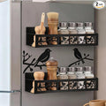 Beeveer 2 Pcs Magnetic Spice Rack for Refrigerator, Black Bird | Farmhouse Boho Rustic Kitchen Decor Accessories, Bird Lovers Gift, 2 Sizes Metal Storage Shelf for Fridge Spices, No Drilling by Beeveer