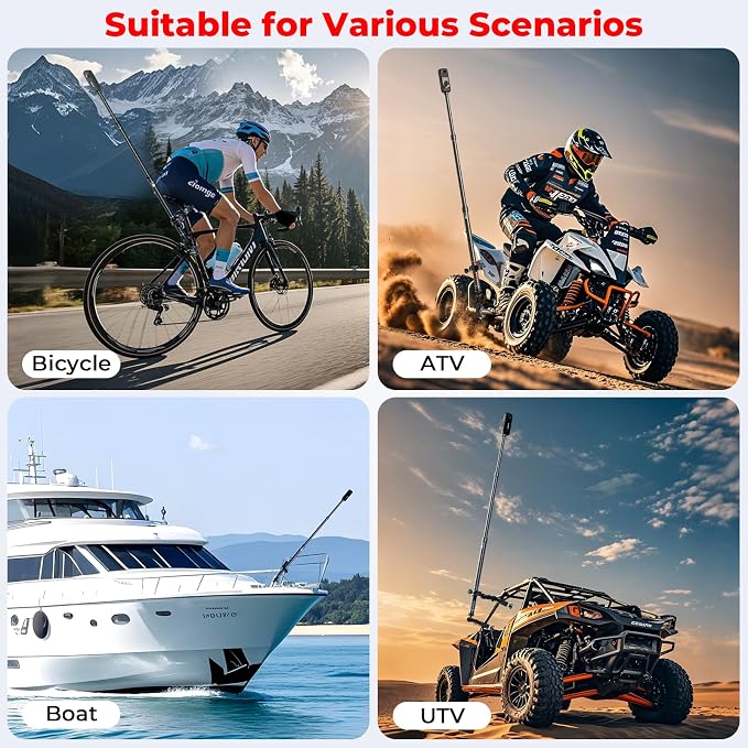 VAZESWIN Aluminum Alloy Motorcycle Camera Mount Kit for GoPro Insta360 DJI | Anti-Theft, 360° Rotation Heavy-Duty Bike Handlebar Clamp Mount with Extendable Selfie Stick for Motorcycle Bike ATV UTV Jeep - Image 7
