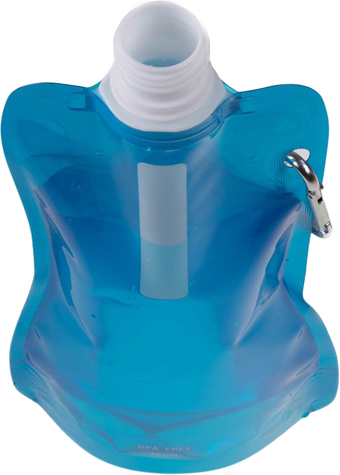 Clever Creations Collapsible Sports Water Bottle 3 Pack, Foldable Leak Proof Travel Bottles for Camping and Hiking, 480 mL Capacity, Blue, Orange, and Green - Image 3