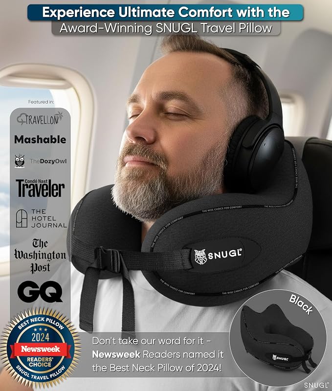 Travel Pillow – Neck Pillow Airplane, Travel Pillows for Airplanes, Neck Pillows Memory Foam – Road Trip Essentials for Adults – Traveling Essentials - Gifts for Travelers Men & Women - Image 2