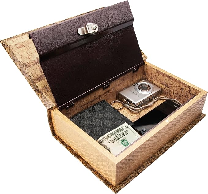 Barska Antique Map Book Safe with Key Lock – Hidden Diversion Lock Box with Magnetic Closure – Concealed Steel Compartment for Cash, Jewelry, Valuables – Home or Office Security Hidden Book Safe - Image 7