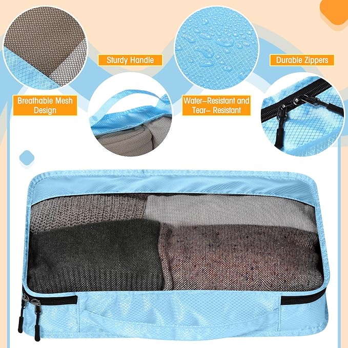 5 Pcs Packing Cubes for Suitcase Large Travel Cubes Carry on Luggage Organizer Bags for Clothes Accessories(S,Pastel) - Image 3