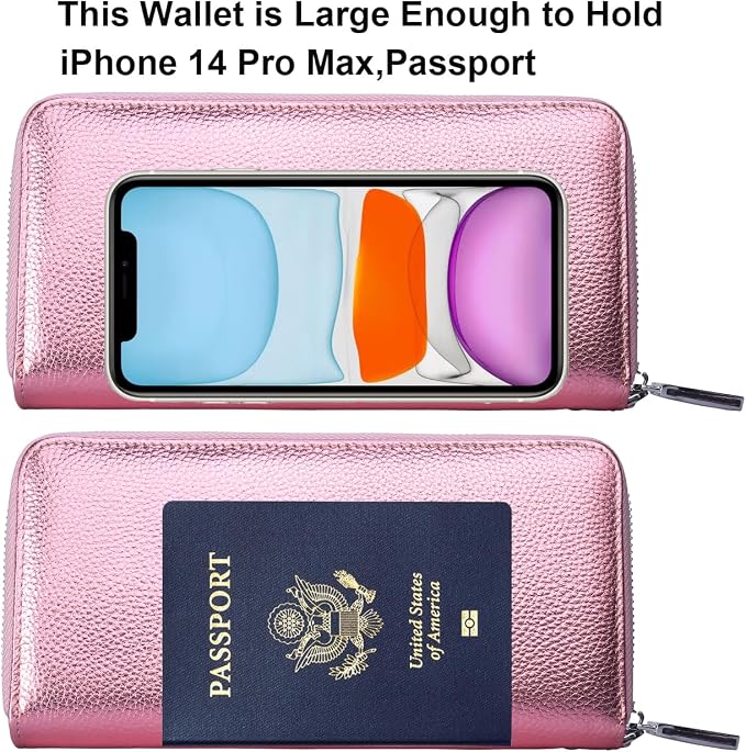 Small Compact Women Wallet RFID Blocking Genuine Leather Bifold Purse with ID Windows - Image 5