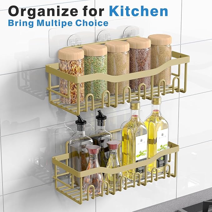 EUDELE Shower Caddy 2 Pack,Adhesive Shower Organizer for Bathroom Storage&Home Decor&Kitchen Organizers and Storage,No Drilling,Rustproof Stainless Steel Shelf Organizer,Bathroom Decor Sets - Image 5