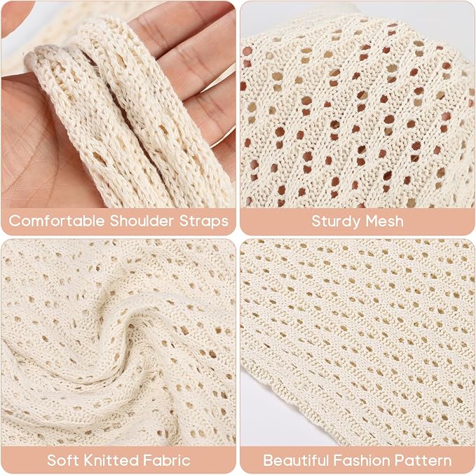 Sightor Crochet Tote Bag, Mesh Beach Bag Knit Summer Hobo Bag for Women | Beach Tote bag Vacation Outfits Aesthetic Boho Bag - Image 4