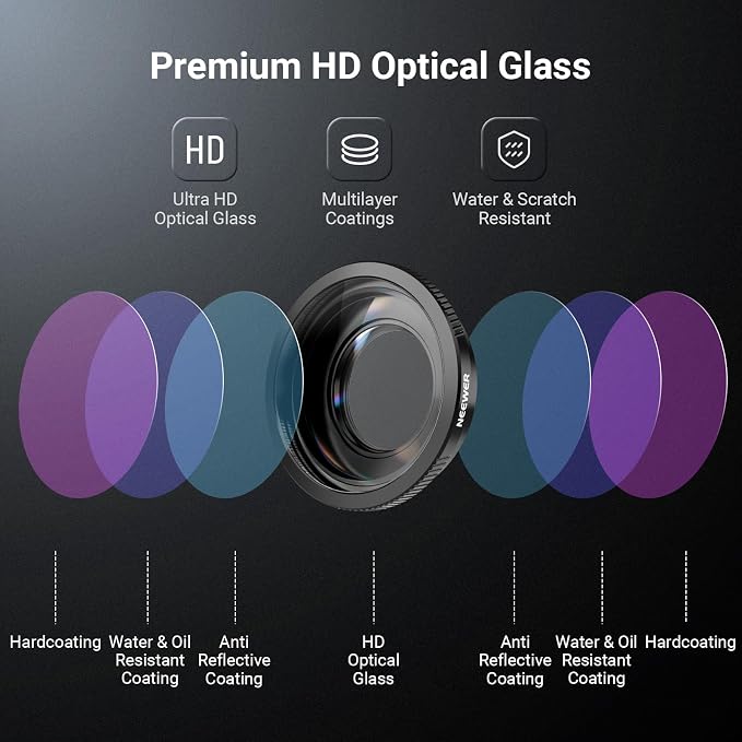 NEEWER Wide Angle Lens Compatible with DJI Osmo Action 6 Only, 180° FOV Multicoated HD Optical Glass 3 Elements 3 Groups Screw On Action Camera Lens Photography Accessories, FL-B53 - Image 4