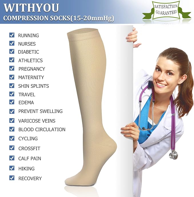 WITHYOU Compression Socks 15-20 mmHg is Best Athletic for Men & Women Running Flight Travel Nurses Pregnant - Image 6