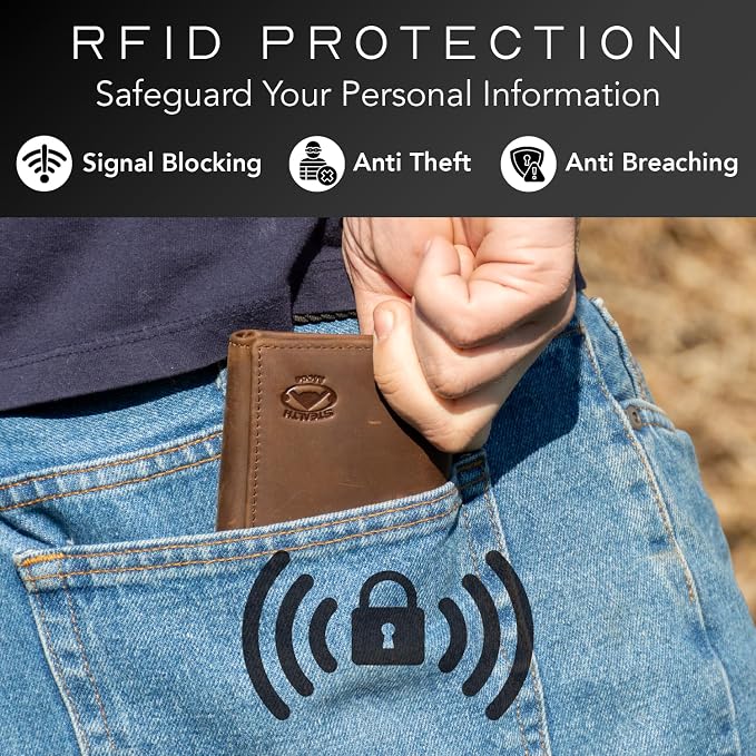 Stealth Mode Trifold Leather Wallet for Men with RFID Blocking (Brown) | Top Grain Napa Leather, 9 Card Slots, ID Window, Gift Box – Gift for Dad, Husband, or Son - Image 4