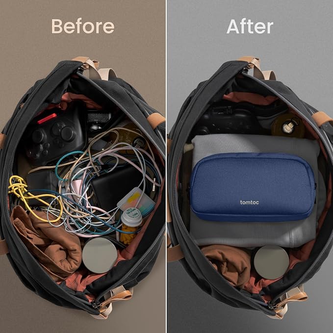 tomtoc Electronics Organizer Travel Case, Cable Organizer for Essentials | Water Resistant Tech Pouch Accessories Travel Bag Carry Storage for Cord, Phone, Cables, Airpods, USB Drive, Daily Items - Image 10
