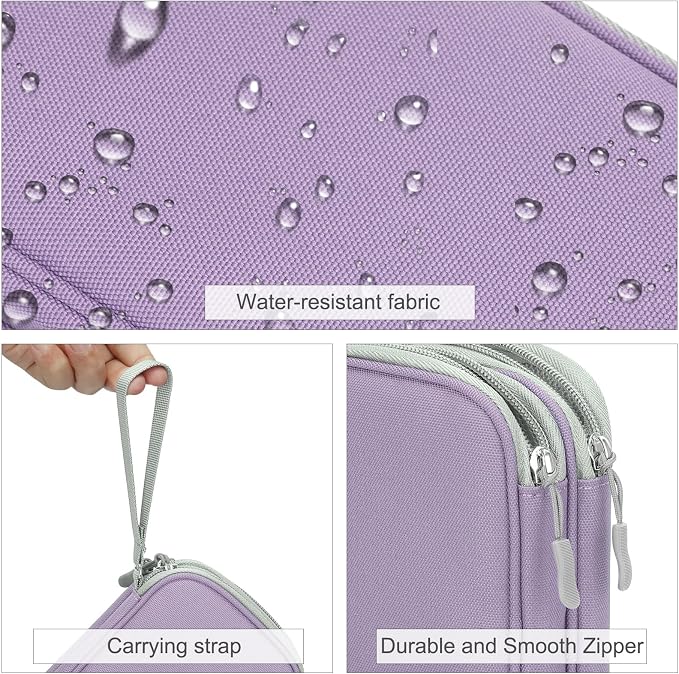 FYY Electronic Organizer, Travel Tech Pouch Bag, Medium, Light Purple | Wrist Strap, Waterproof, Double Layers Portable Electronics Travel Carrying Case for Cord, Charger, Daily Business Trips Use - Image 4
