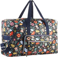 Travel Foldable Waterproof Duffel Bag - Lightweight Carry on Luggage Tote Duffel Bag(Black Floral) by FFETIVIN