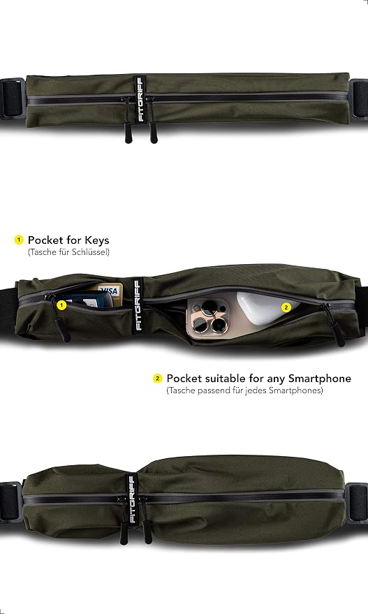 Fitgriff® Running Belt for Men & Women - Secure Jogging Pouch for Phone, Keys & Essentials - For All Cell Phones - Image 2