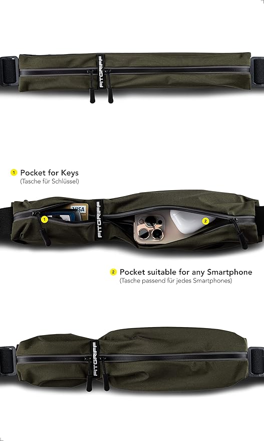 Fitgriff® Running Belt for Men & Women - Secure Jogging Pouch for Phone, Keys & Essentials - For All Cell Phones - Image 2