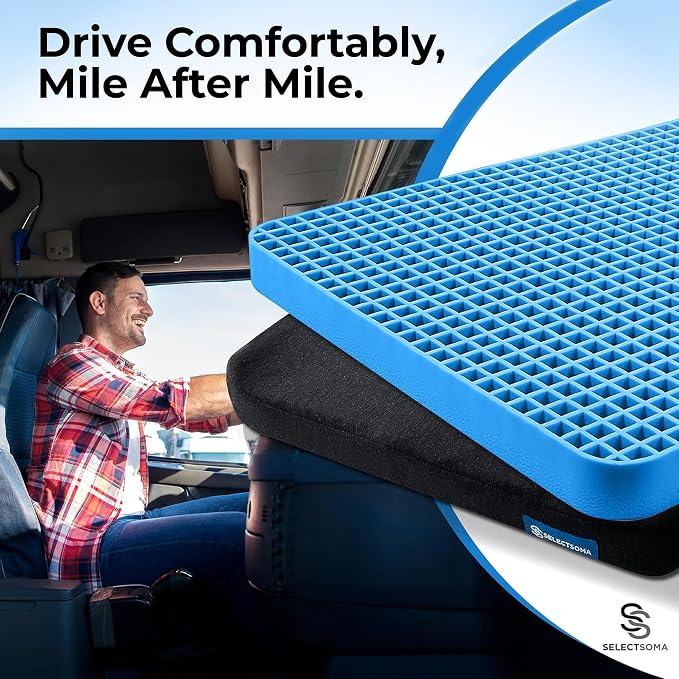 Gel Seat Cushion for Long Sitting, Pressure Relief for Sciatica, Tailbone, Coccyx & Back Pain, Office Chair, Wheelchair, Car & Truck – Travel with Handles Blue Gel - Image 7