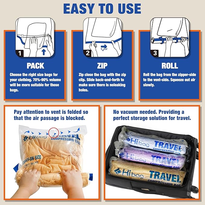 18 Compression Bags for Travel Essentials, Vacuum Packing Space Saver Bags for Cruise Accessories (18-Travel) - Image 3