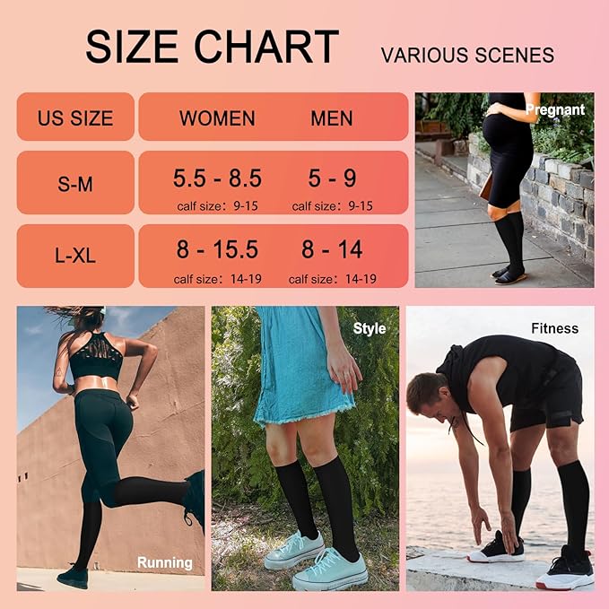 4 Pairs Compression Socks for Women Circulation-Best Support for Nurses,Running,Athletic,Travel - Image 6