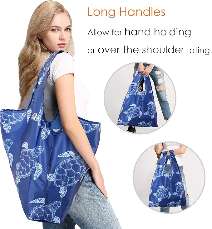 BeeGreen Reusable Grocery Bags Foldable 12 Pack Large Cute Totes - Heavy Duty Washable Holiday Cloth Gifts Bag with Handles, Reusable Gift Bulk Shopping Bags for Groceries for Women Animal Lover​ - Image 5