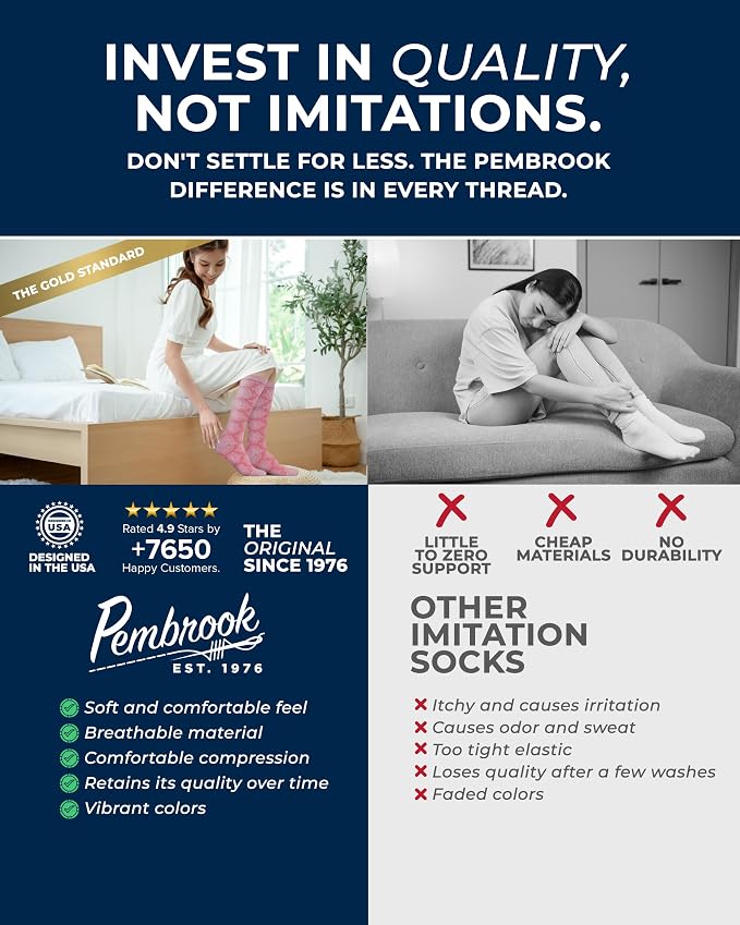 Pembrook® Light Compression Socks for Women - 3 Pairs | 8-15 mmHg Cotton Compression Socks for Pregnancy, Knee High Comfort - Image 4