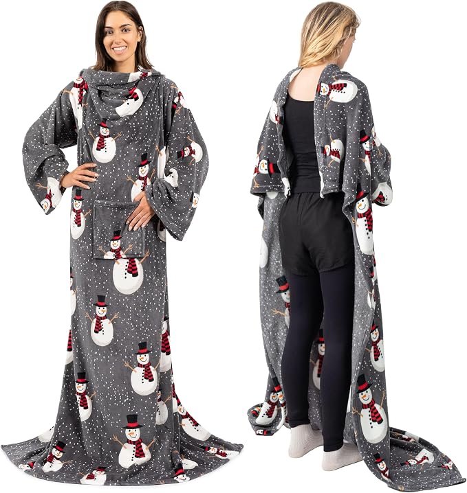 PAVILIA Wearable Blanket with Sleeves for Adult Women Men, Cozy Fleece Warm Wrap Throw with Arms, Gifts for Christmas, Wife - Image 3