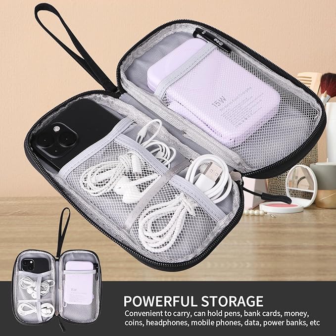 Universal Cable Organizer - Electronics Accessories Bag for Charger, Phone, Memory Cards & Travel Gadgets (Black) - Image 3