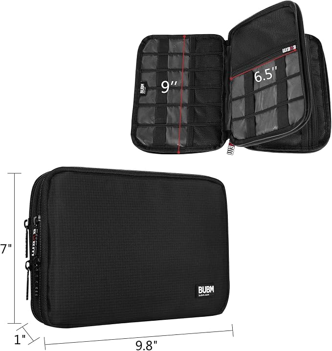 BUBM Double Layer Electronic Accessories Organizer, Travel Gadget Bag for Cables, USB Flash Drive, Plug and More, Perfect Size Fits for iPad Mini (Medium, Black) | Travel Gadget Bag for Cables, USB Flash Drive, Plug and More, Perfect Size Fits for iPad... - Image 5
